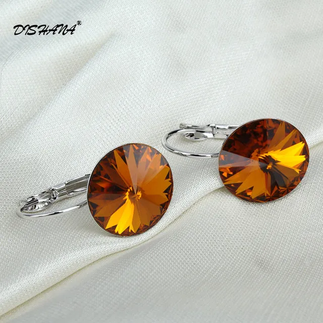 2016 Earings Fashion Jewelry Famous Brand Austrian Crystal Earring Gold-color Drop Earrings For Women oorbellen Bijoux(E0001-1)