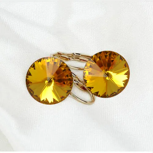 2016 Earings Fashion Jewelry Famous Brand Austrian Crystal Earring Gold-color Drop Earrings For Women oorbellen Bijoux(E0001-1)