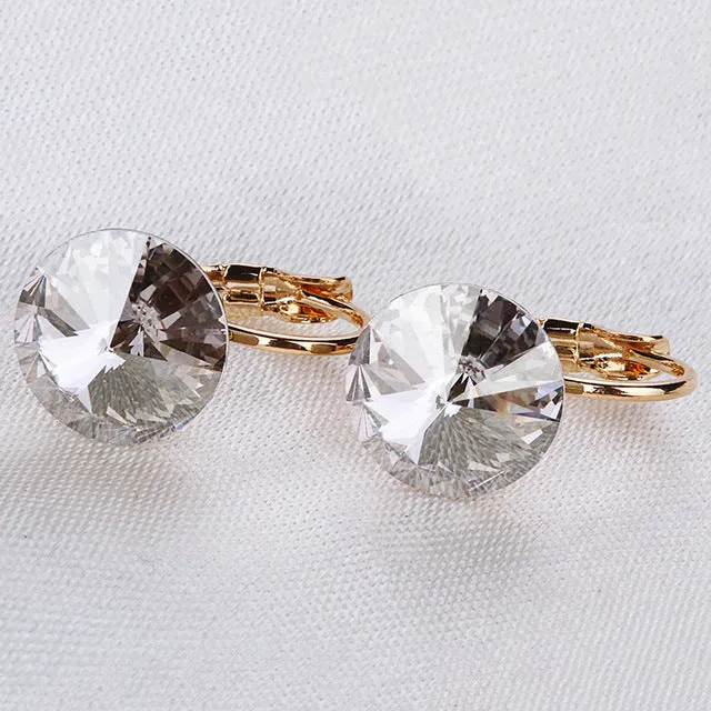 2016 Earings Fashion Jewelry Famous Brand Austrian Crystal Earring Gold-color Drop Earrings For Women oorbellen Bijoux(E0001-1)