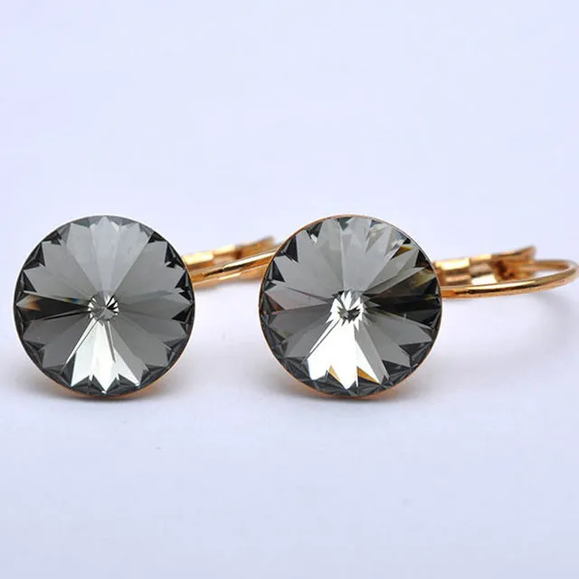 2016 Earings Fashion Jewelry Famous Brand Austrian Crystal Earring Gold-color Drop Earrings For Women oorbellen Bijoux(E0001-1)