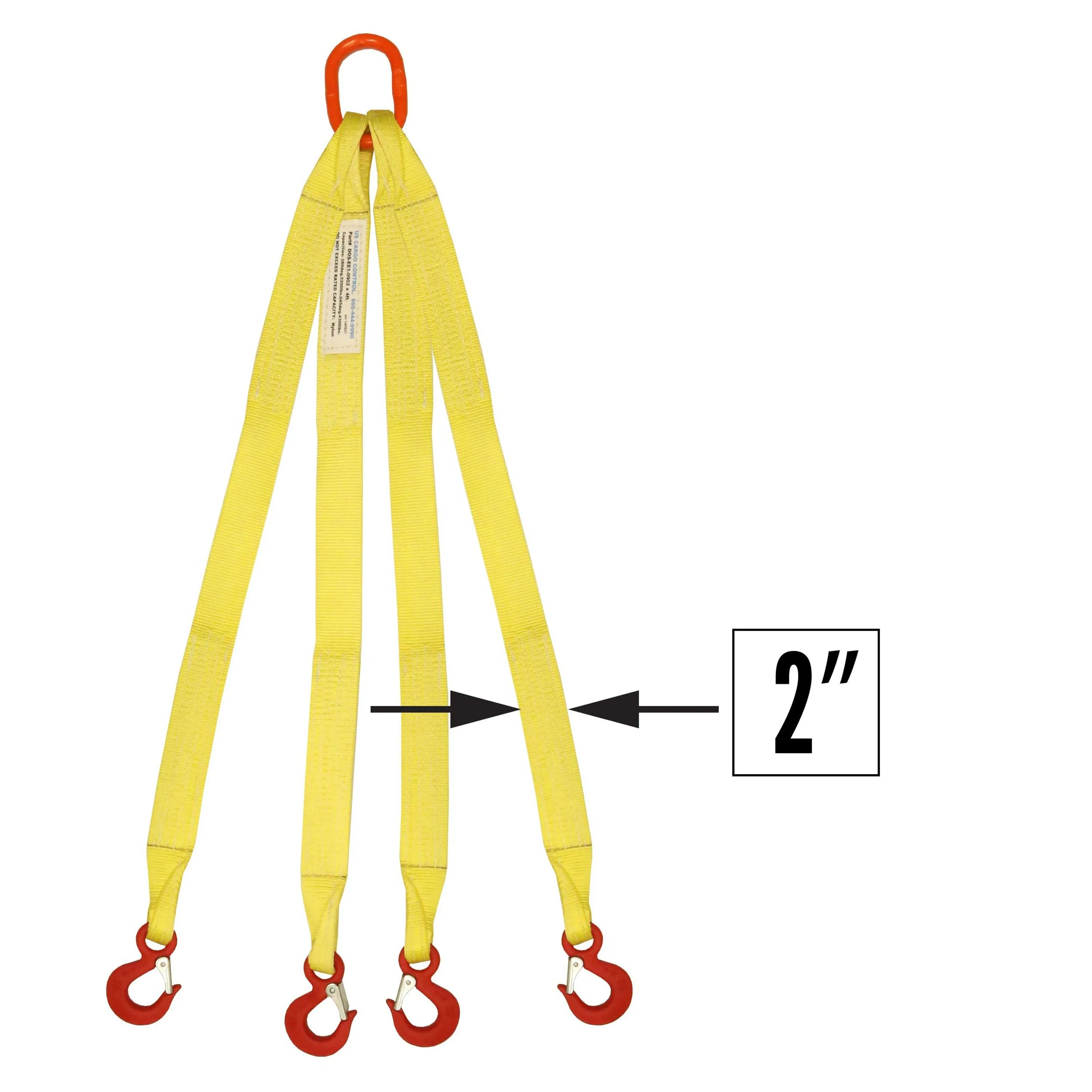 2"x8' (1 ply) Quad Leg Nylon Sling w/ Master Link & Sling Hook