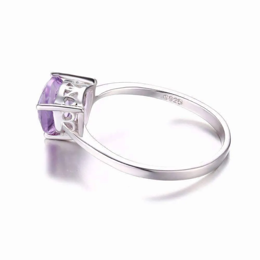 Amethyst Trillion Cut 1CT IOBI 925 Sterling Silver Solitaire Ring