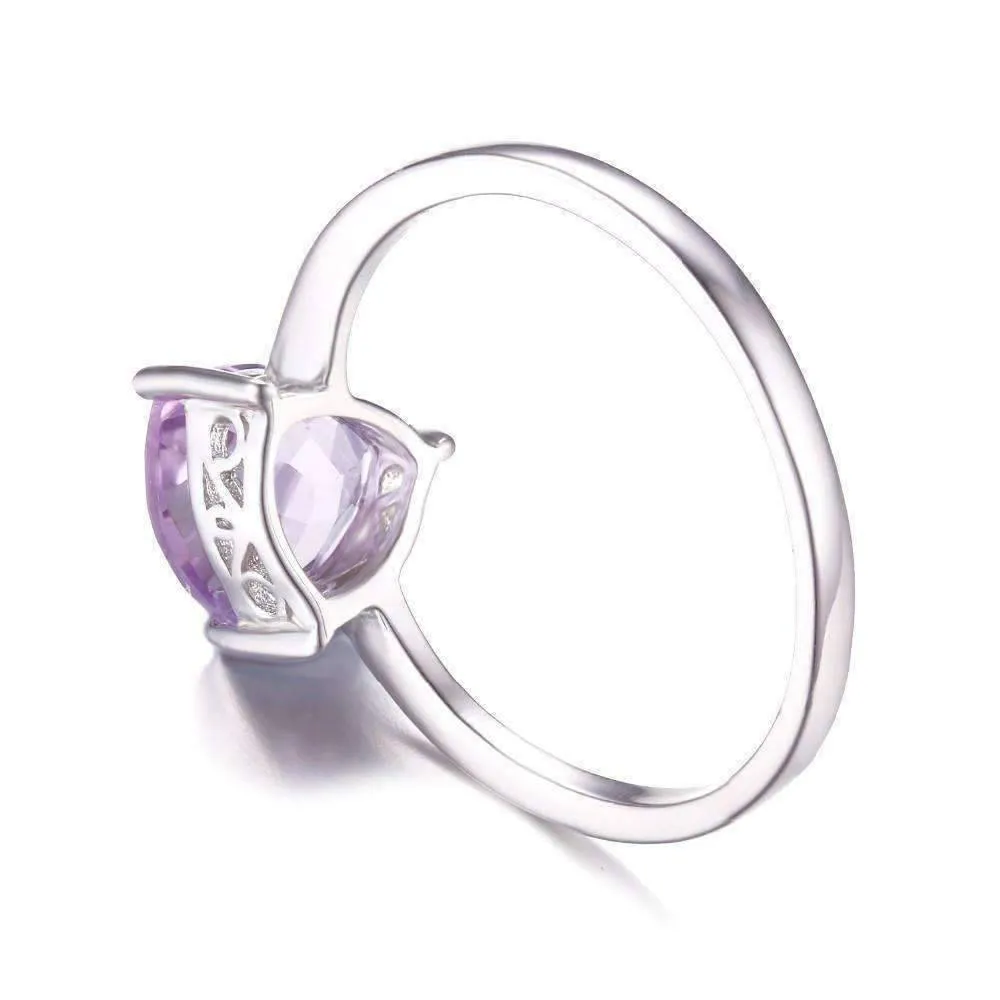 Amethyst Trillion Cut 1CT IOBI 925 Sterling Silver Solitaire Ring