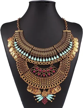 Festival Blue/Magenta/Gold Color Choker Necklace