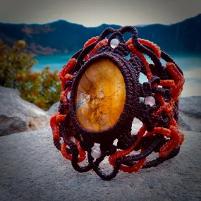 Hematoid quartz with dendrite bracelet (unique design)