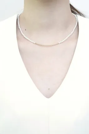 line bar glass pearl necklece