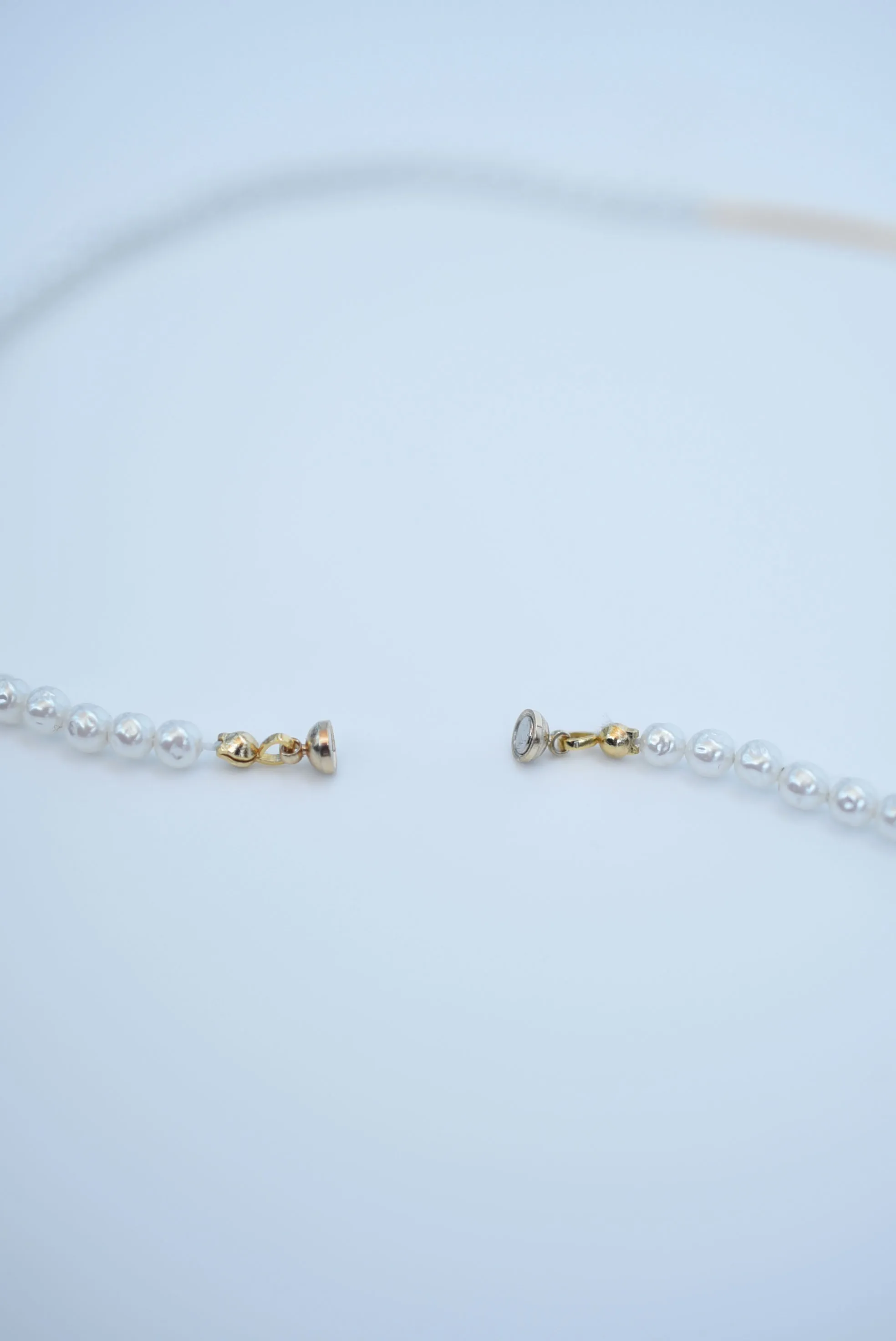 line bar glass pearl necklece
