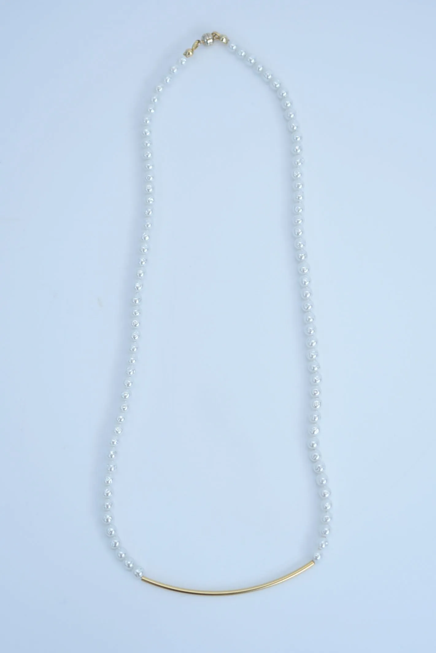 line bar glass pearl necklece