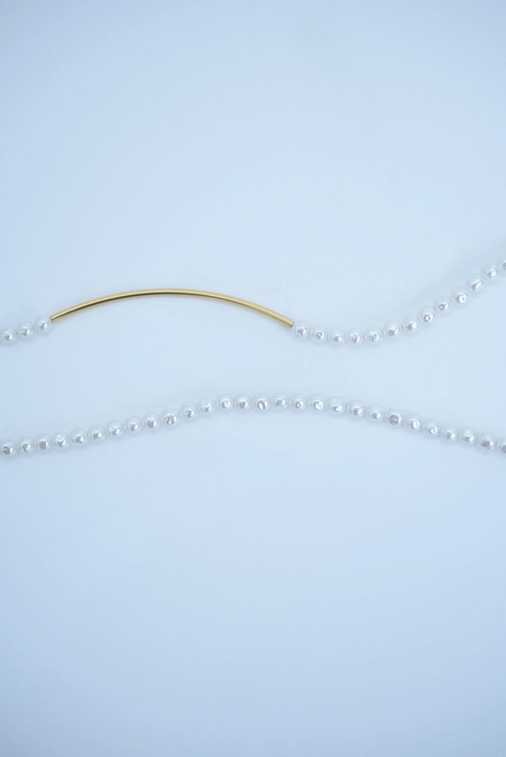 line bar glass pearl necklece