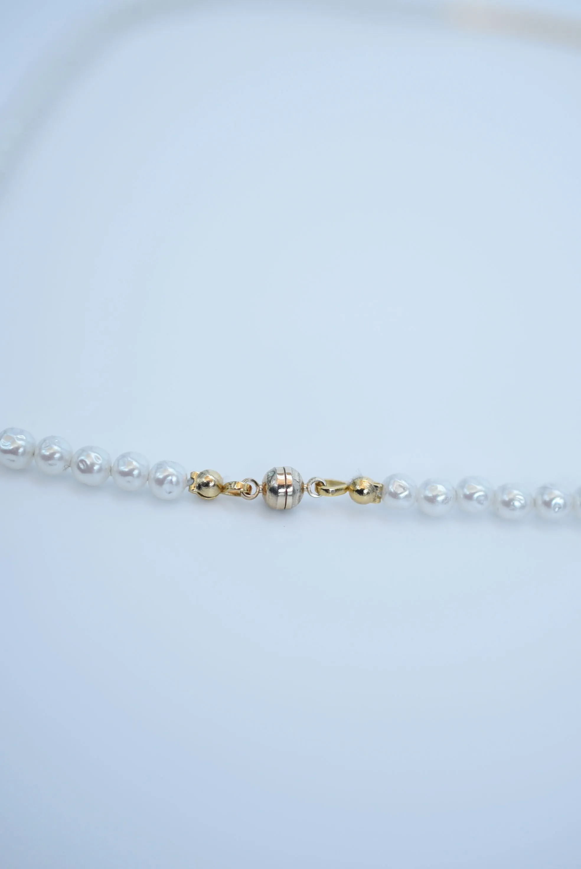 line bar glass pearl necklece